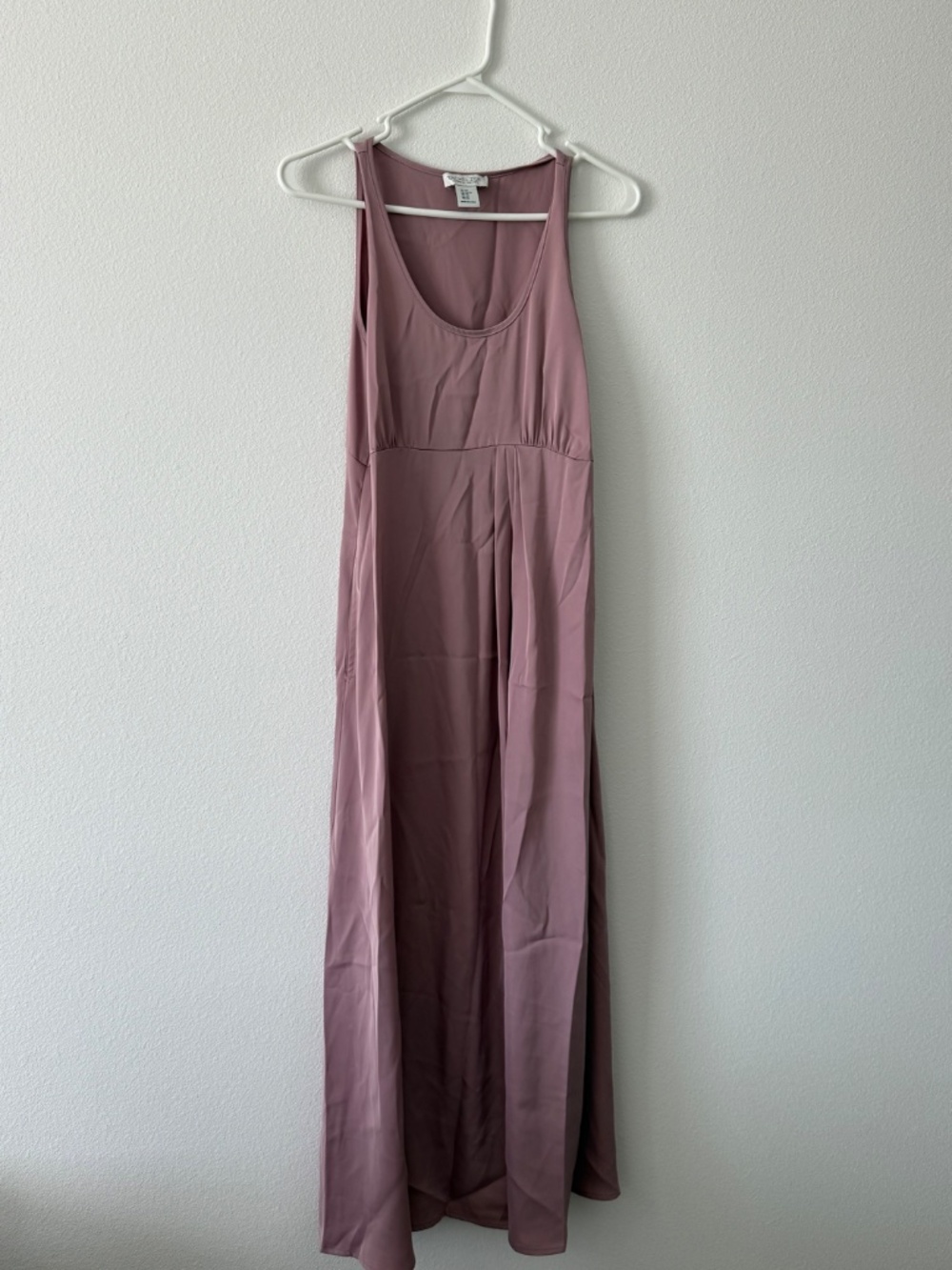 Rachel Zoe Dust Pink Satin Sleeveless Maxi Dress with Pockets XS NWOT